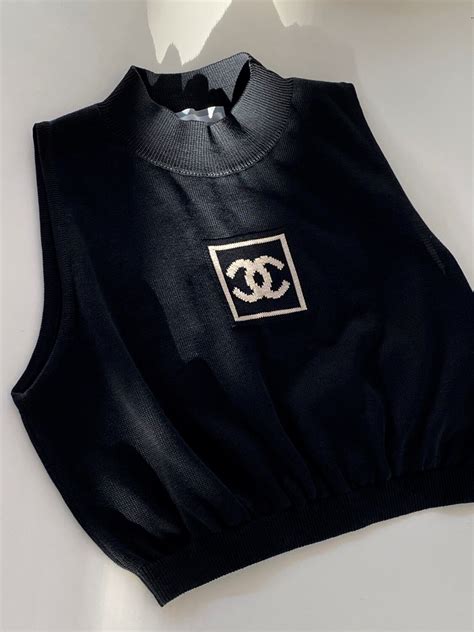 chanel vintage hoodi|chanel knit crop top.